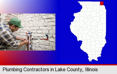 a plumbing contractor installing new water supply lines; LaSalle County highlighted in red on a map
