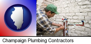 a plumbing contractor installing new water supply lines in Champaign, IL